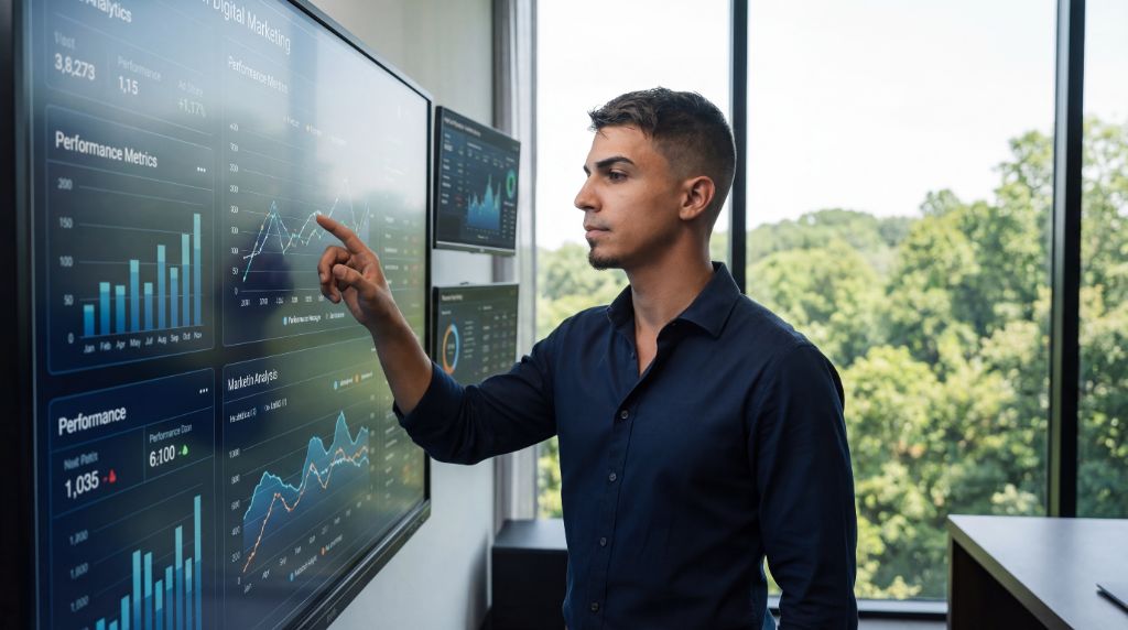 CEO analisando métricas e dados
